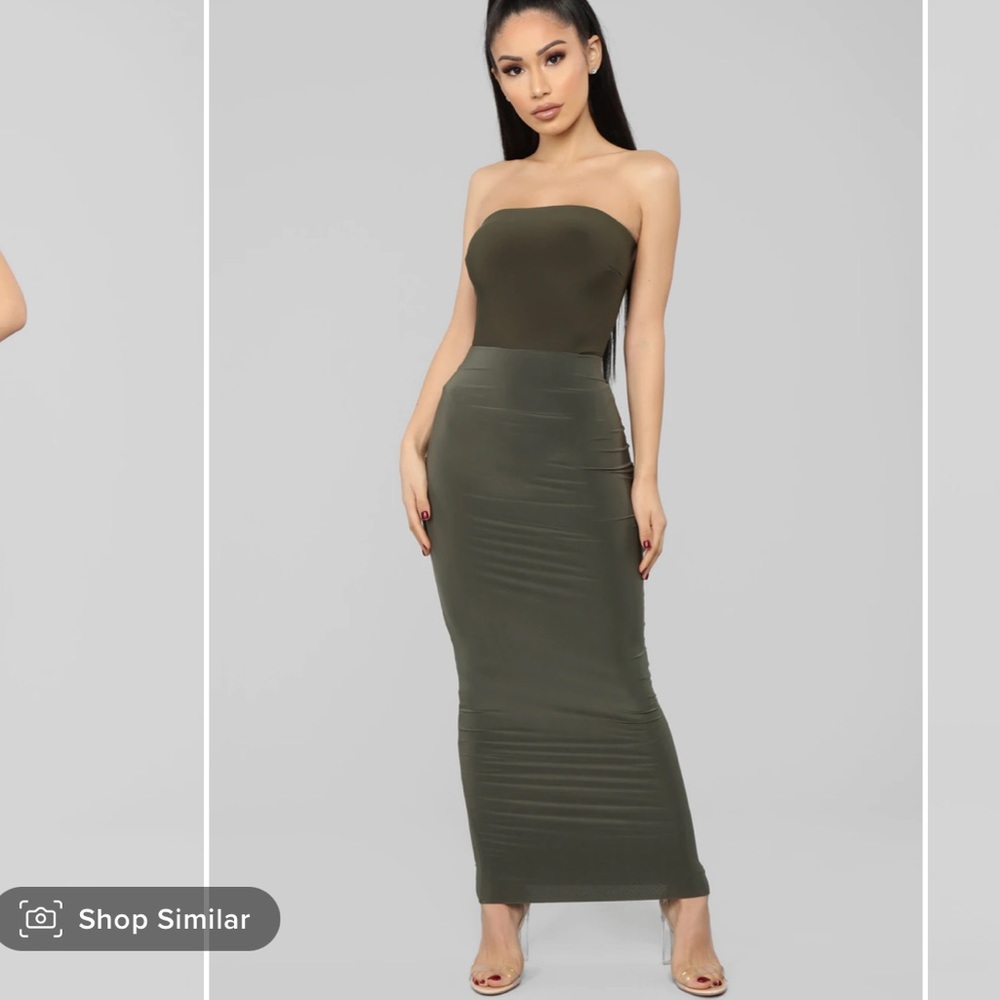 Green long skirt